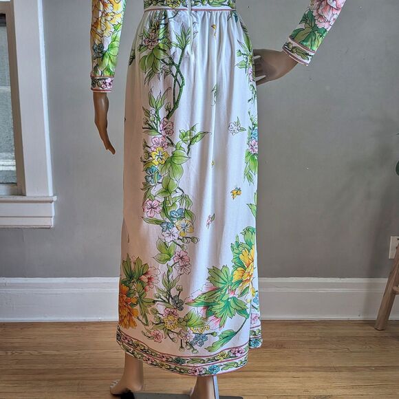 Vintage 70s Maurice Floral Maxi Length Dress Hippie Gown Signature Size M - Picture 9 of 16